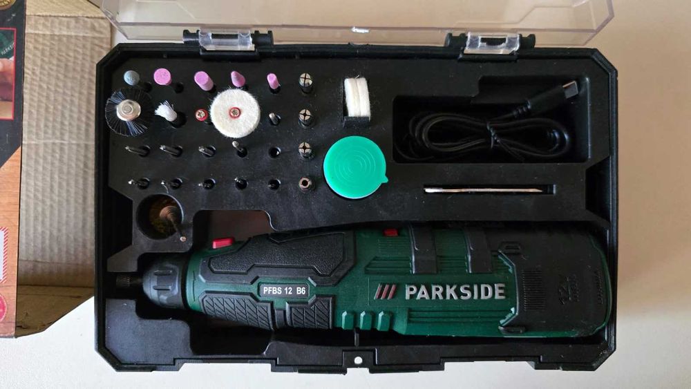 Minifreza Parkside + set accesorii + incarcator