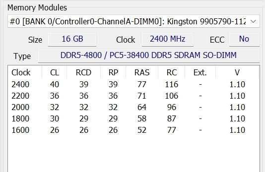 Kingston RAM 9905790-112.A00G 16GB SODIMM DDR5 4800MT/s