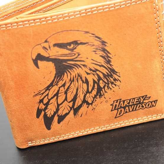 Рокерски портфейл от естествена кожа SKULL (red)