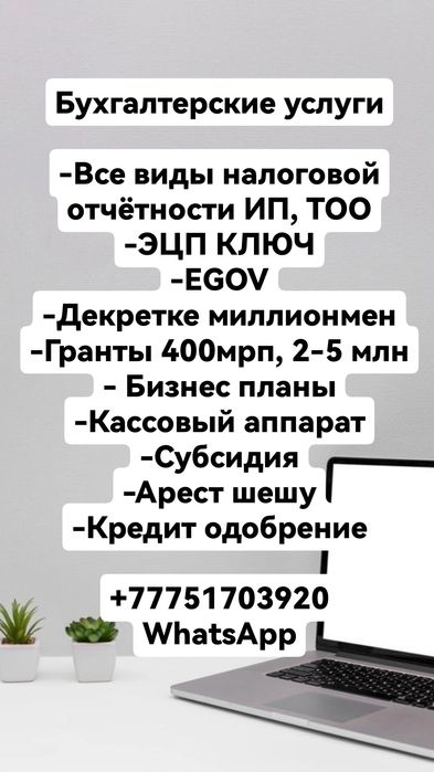 Бухгалтерские услуги/бизнес план/гранты/декрет/субсидия/егов/эцп