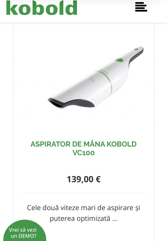 Aspirator Kobolt+ Aspirator de mâna +multe accesorii