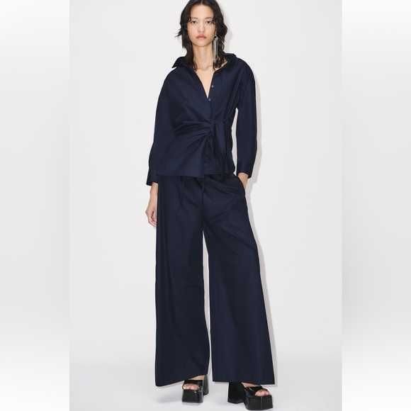 ZARA летние брюки из поплина S-M