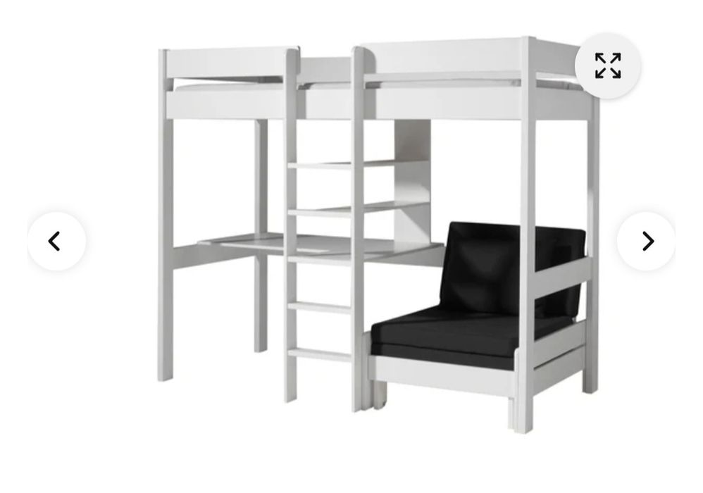 Pat etajat din lemn de pin si birou