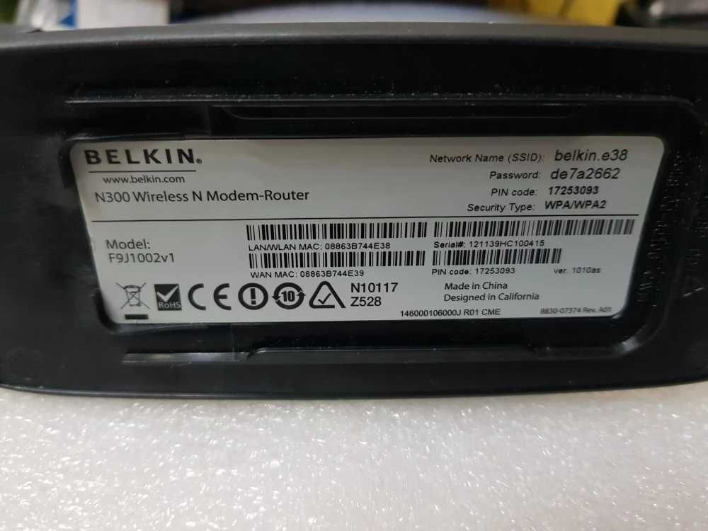 Router Belkin F9J1002 v1 N300 PPPoE WiFi 300Mbps