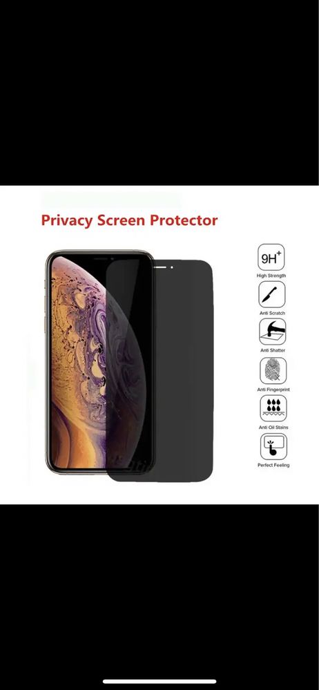 Iphone 13,12,11,Se,Xr,X прайвъси стъклен протектор прайвъси черен