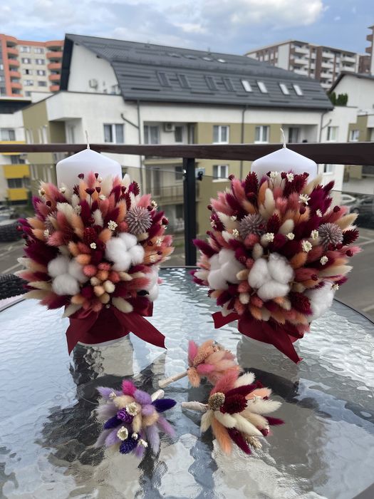Buchete mireasa flori nemuritoare + trandafiri criogenati sau de sapun