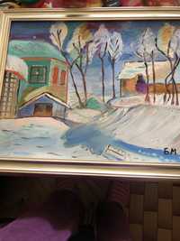 Зимна приказка-Картина с маслени бои