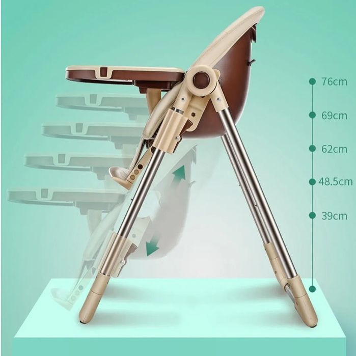 Scaun de masa pentru copii ergonomic, culoare bej, pliabil cu roti