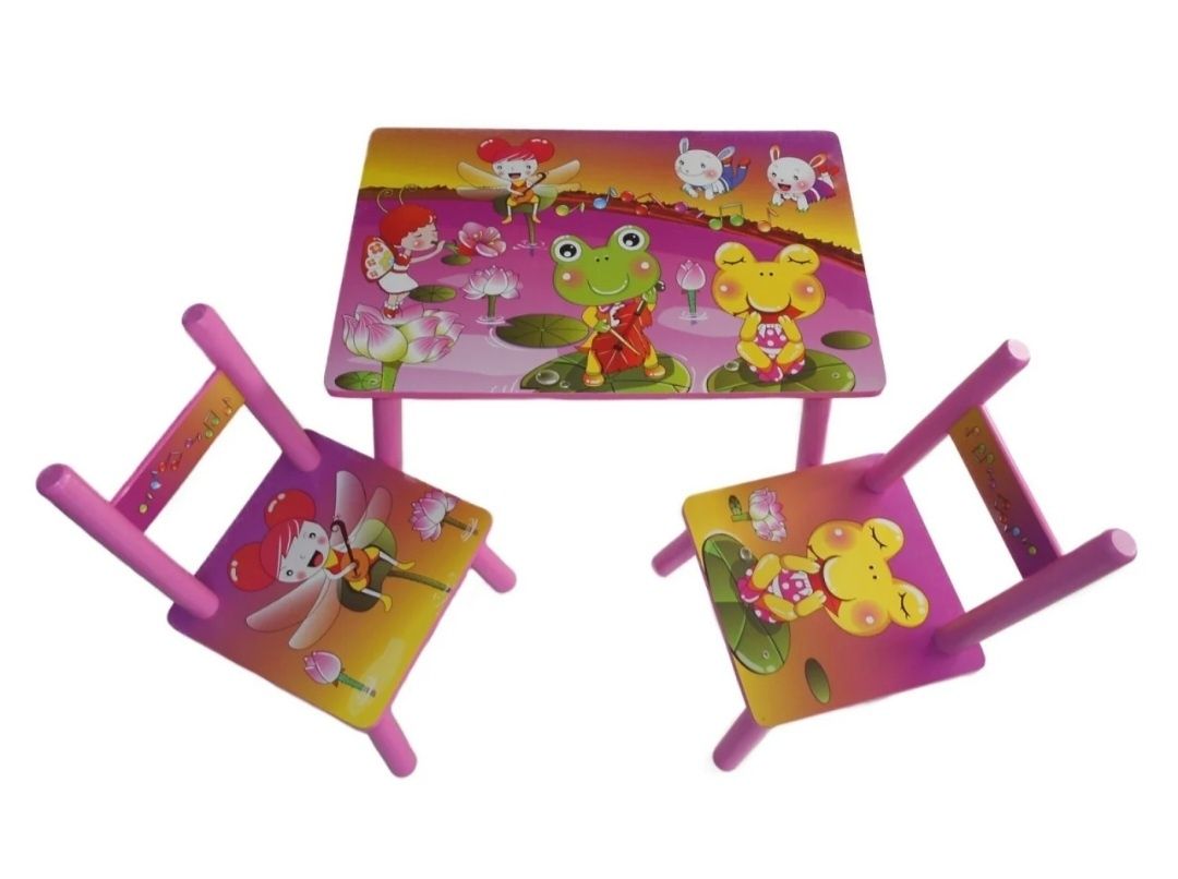 Set masuta copii MDF cu 2 scaune Fluture Girafa Vaporas