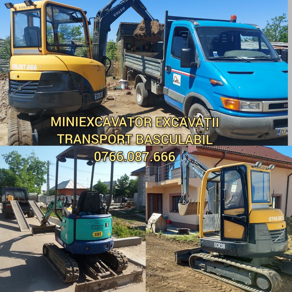 ÎNCHIRIEZ miniexcavator + basculabila 3.5t mini buldo excavator bobcat