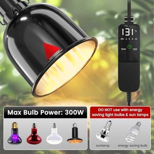 Терариум лампа E27 PID термостат цикли 2/4/8/12 ч алуминиев рефлектор