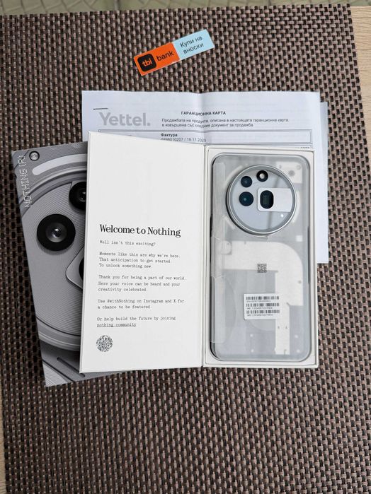 НОВ! 36мес Гар Nothing Phone 3a PRO Лизинг от 23лв/м 12/256gb grey сив