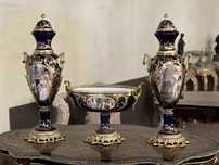 Fructieră Bronz / Porțelan *** vintage / antic / vechi / retro ***