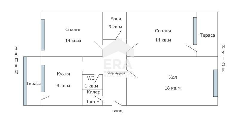 Тристаен ексклузивен апартамент за продажба, с отделна кухня, в жк Хри