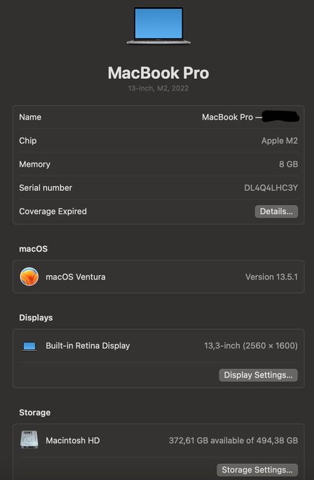 MacBook Pro M2 512 GB Space Grey I Хорошее состояние