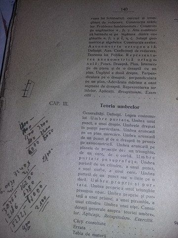 aplicatiile geometriei descriptive 1946,teoria umbrelor,sup.topografic