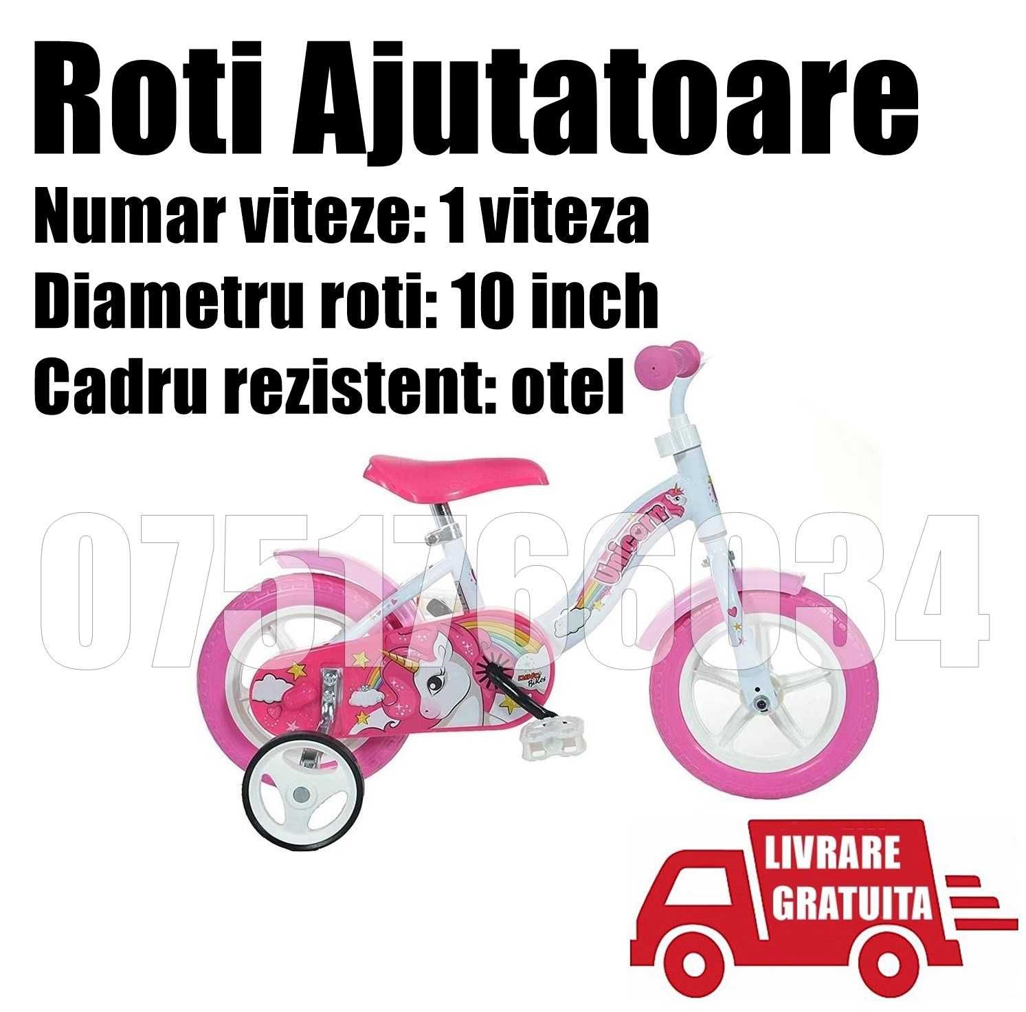 Bicicleta Copii Fata Fete Unicorn Roti Ajutatoare + Livrare GRATUITA !