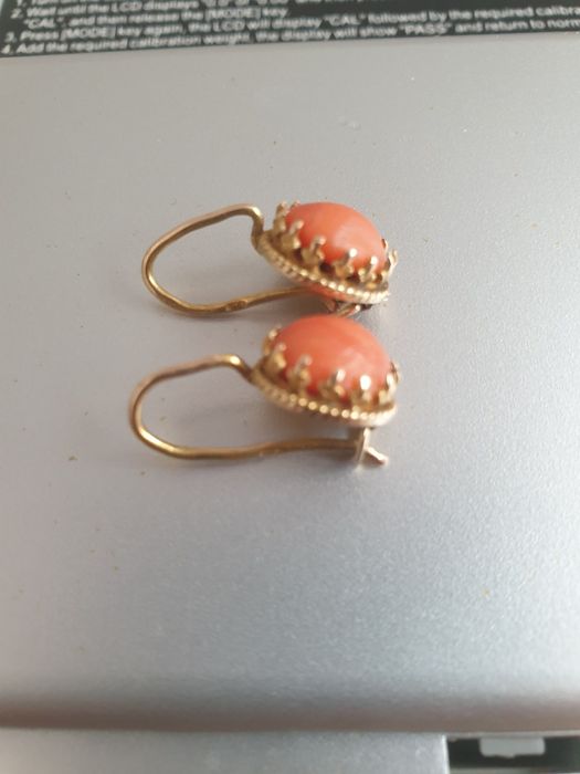 Cercei de aur 14k vechi, coral natural