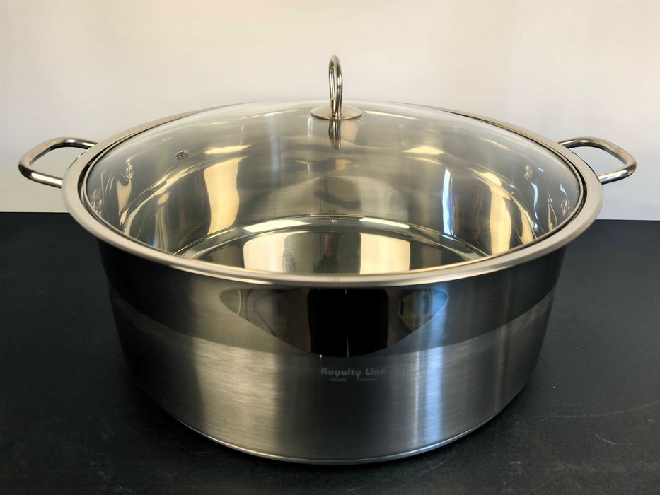 Cratita inox 40x16 cm 20 litri cu capac sticla 340 lei