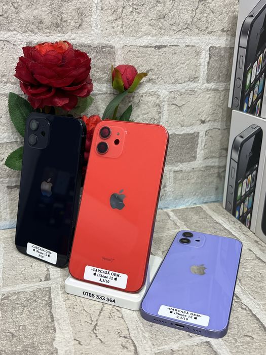  Carcasă iPhone 12 NEGRU / ALBASTRU / ROȘU (Originală) 