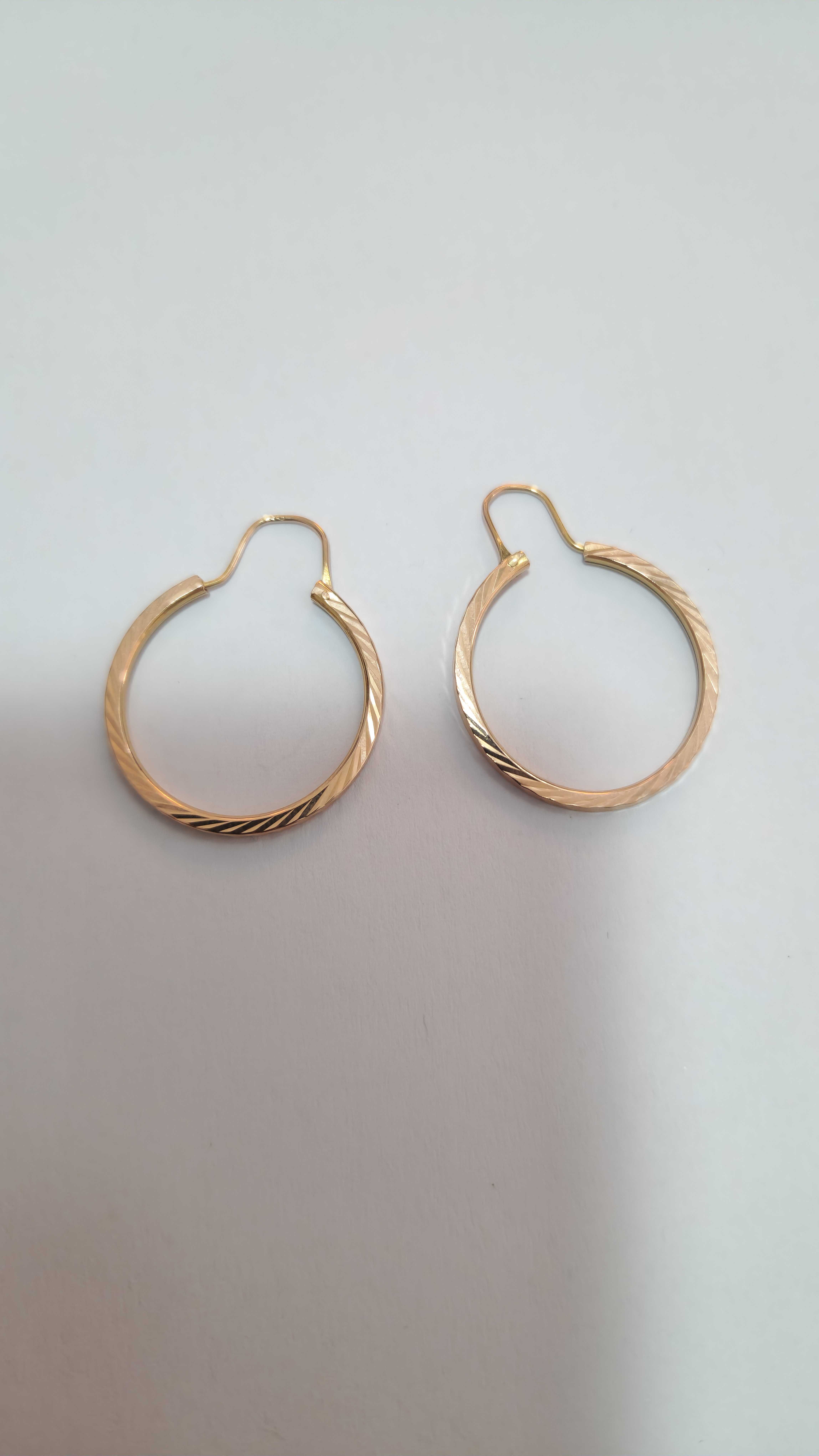 Cercei Aur 14K Creole cu Model Diagonal