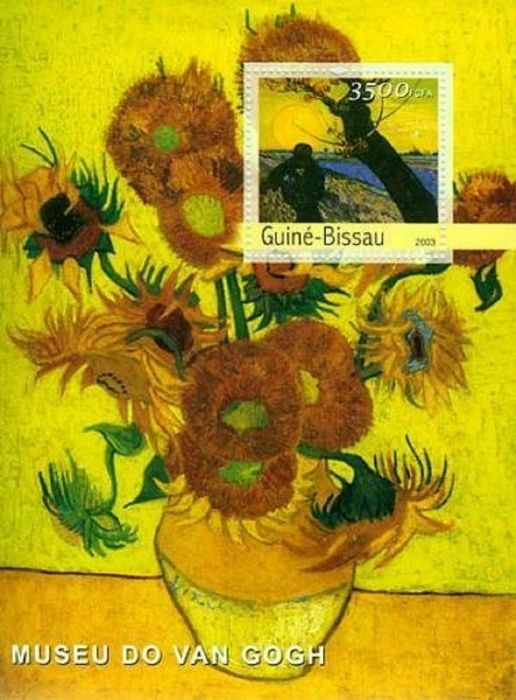 Super timbre colita Guine Bissau pictura de Van Gogh