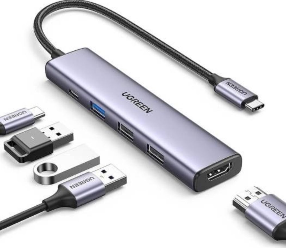 Ugreen CM478 5-в-1 USB-C HUB (HDMI, USB-A 3.0, 2x USB-A 2.0, PD 100W)