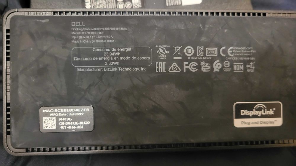 DELL Docking Station D6000  fuctional+incarcator 130W Docking Station