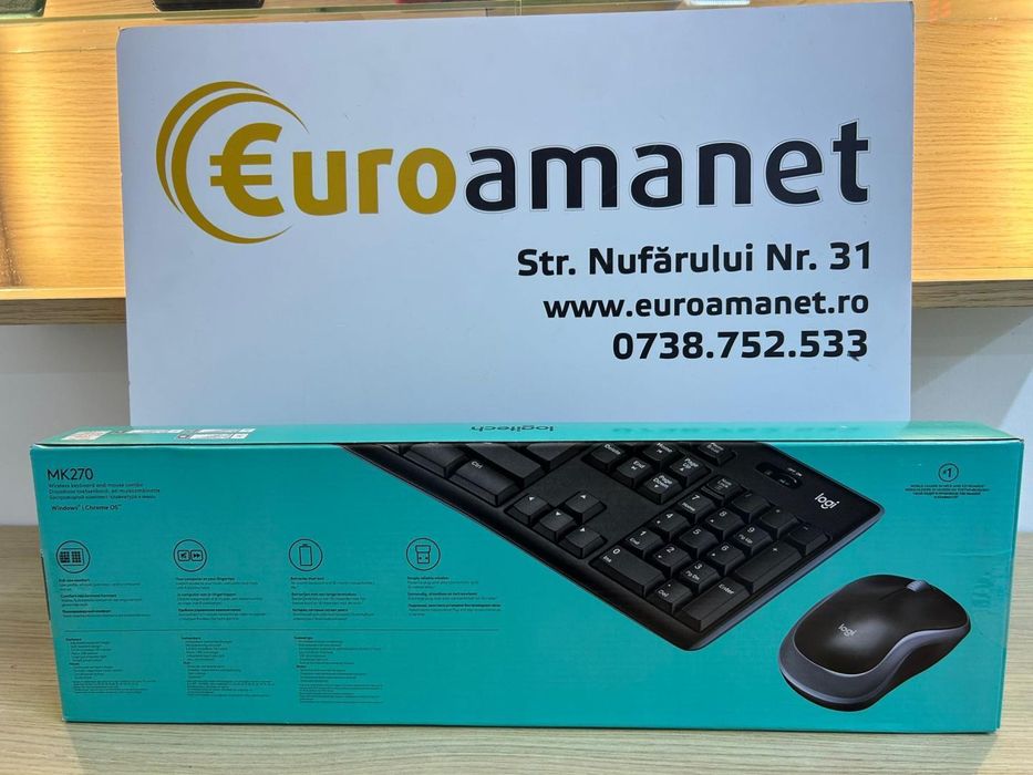 Set Tastatura si Mouse Logitech MK270, Wireless, QWERTY US, -N-