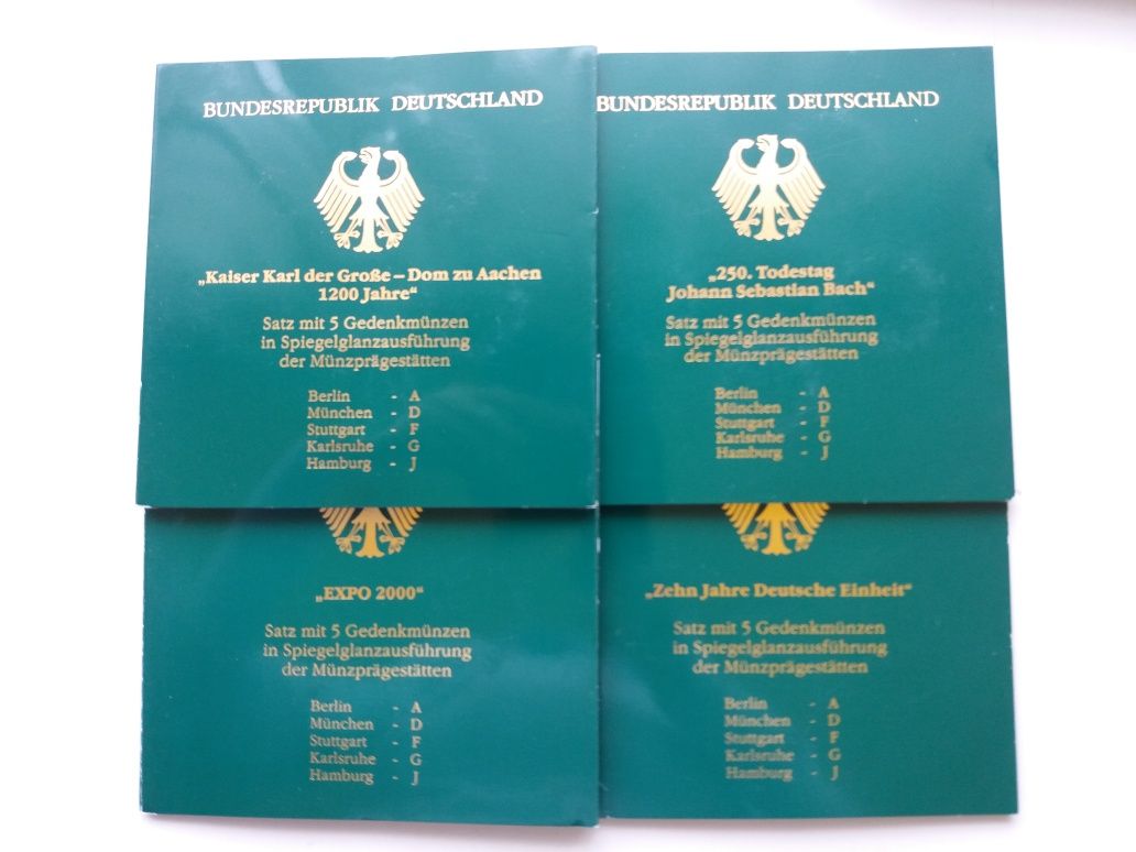 Seturi monede argint -10 DM Germania -1998 - 2001 - A,D,F,G,J - Proof