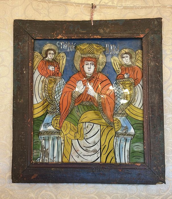 Icoane vechi pe sticlă - glajă , sec. XIX , piese de colecție