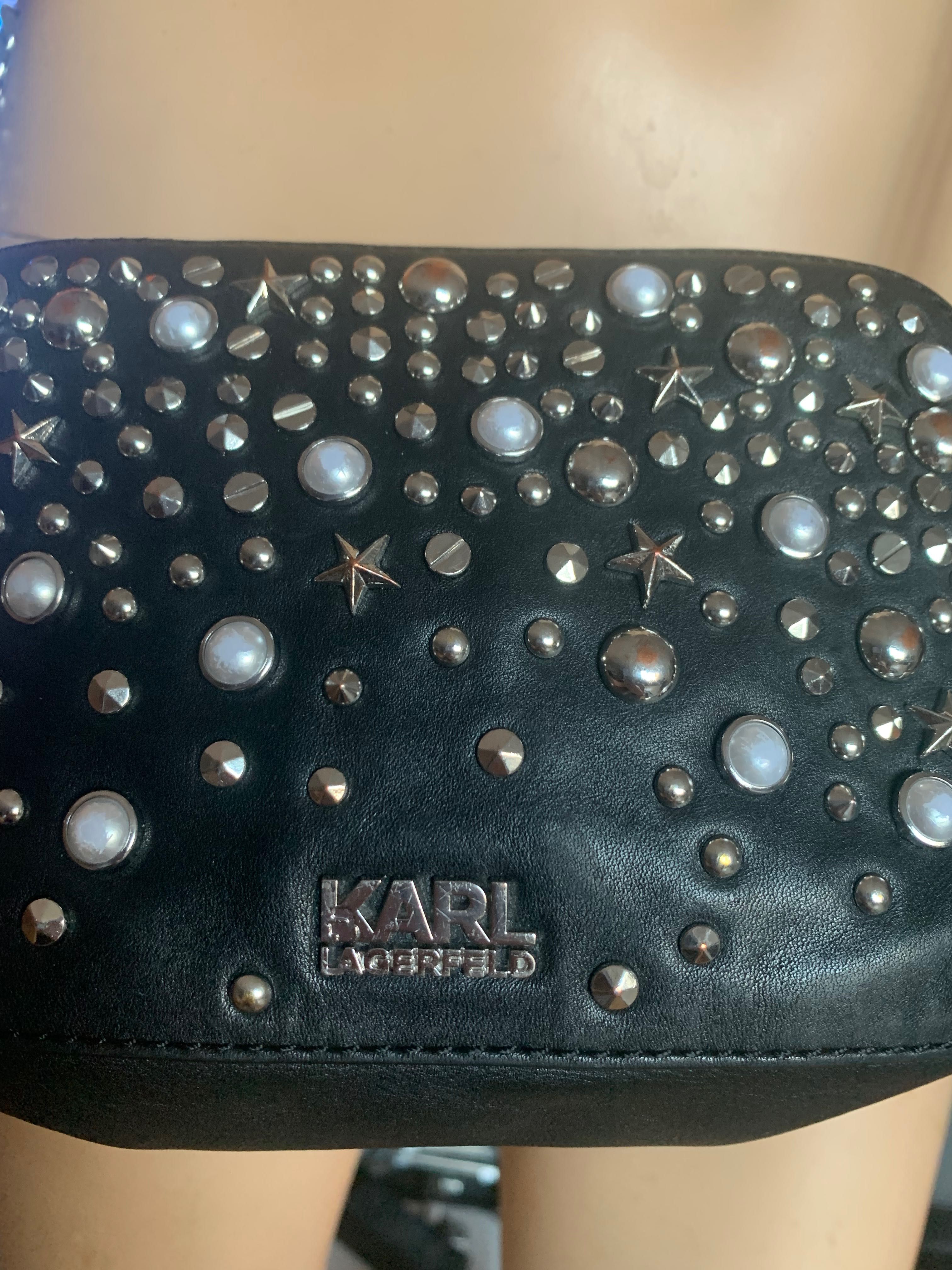 Чанта Karl Lagerfeld(K/Rocky Studs Small Cross Body Bag - Black)