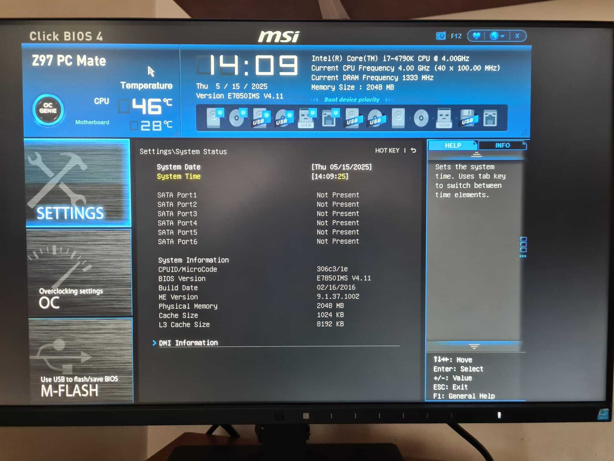 Placa de baza MSI Z97 PC Mate + i5 4460 socket LGA 1150,Cadou