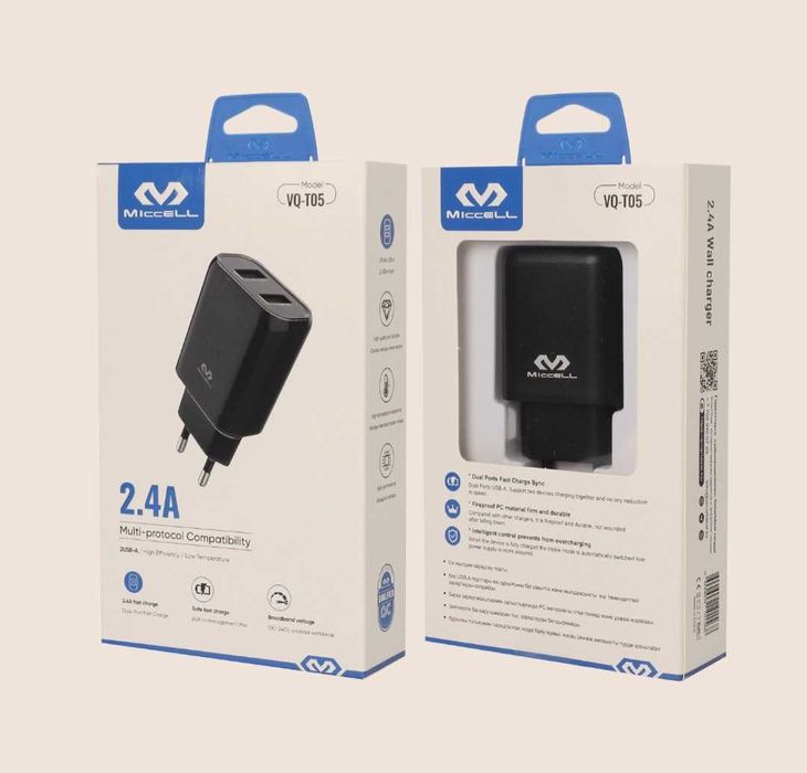 Зарядное устройство Miccell VQ-TO5 2.4A ,черный