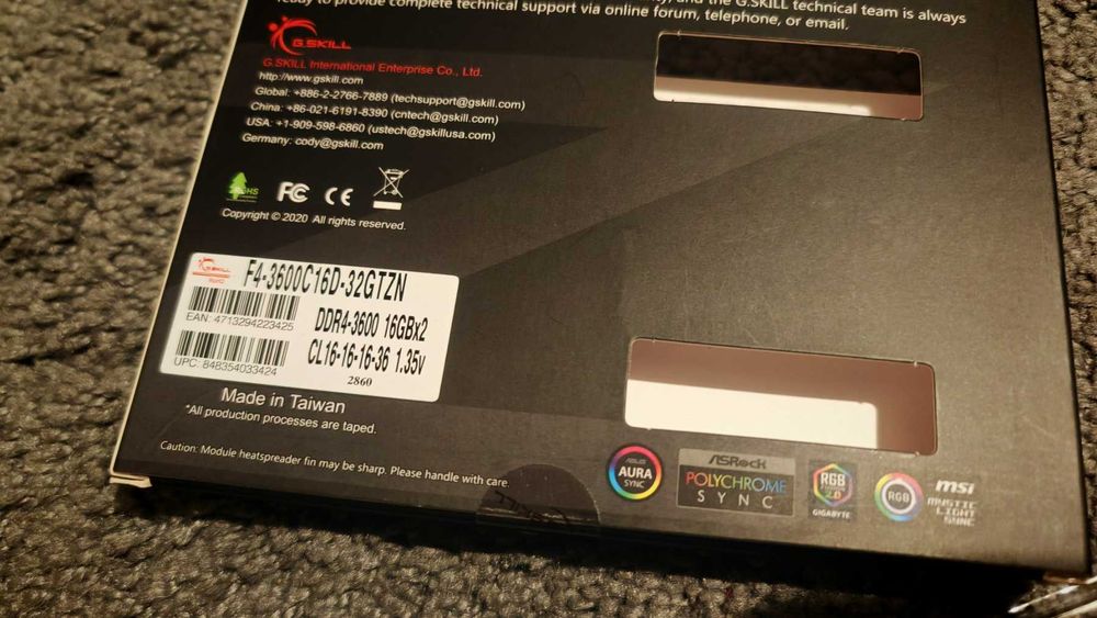 Рам памет G.Skill Trident Z RGB 32GB (2x16GB) DDR4 3600MHz CL16 16 16