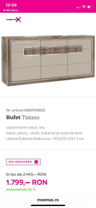 Vand mobila set Tiziano stare excelenta