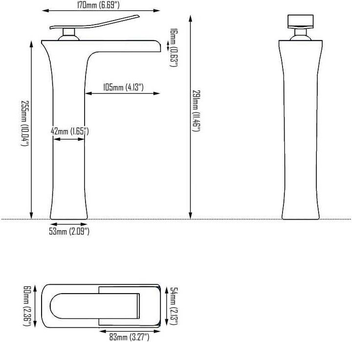Baterie lavoar cu efect cascada,inaltime medie, Crom Mat, de la 400RON
