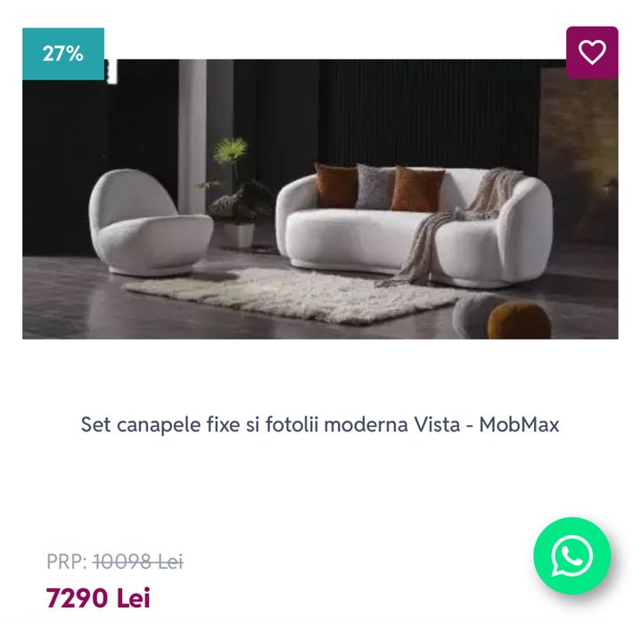 Canapea cu 2 fotolii