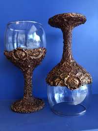 Ръчно декорирани чаши за вино
