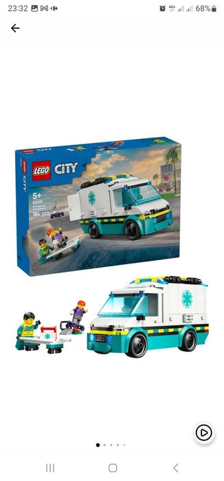LEGO City - Ambulanta de urgente 60451, 184 piese, NOU, Sigilat