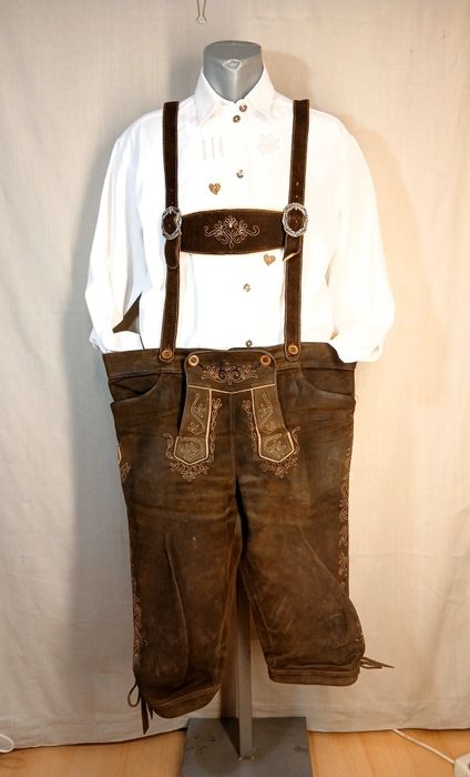 Pantaloni Oktoberfest Lederhose bavarezi vintage
