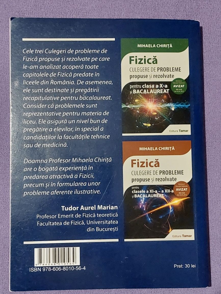 Culegere de probleme FIZICA editura Tamar, clasele a IX-a si a X-a