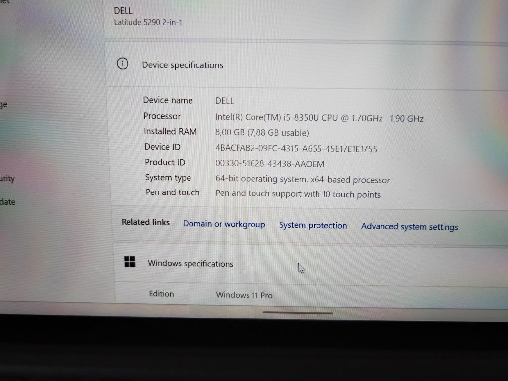Dell Latitude 5290 2-in-1,Core i5, 8350U 1, 7MHz,8GB DDR4,256GB NVMe