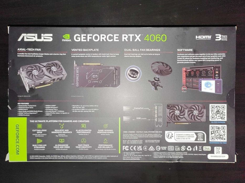 Placa video Asus GEFORCE RTX 4060 OC DUA, 8GB GDDR6,
