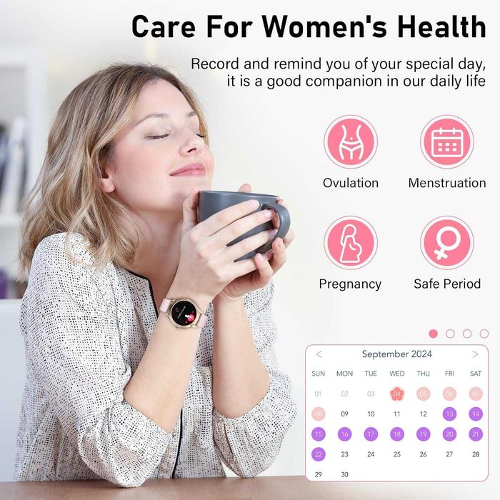 Brenth Смарт часовник за жени с функция за обаждане, IP68, iOS/Android