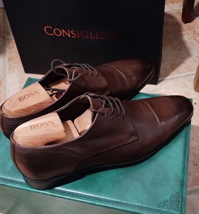 Ocazie! Pantofi Hugo BOSS piele maro - marime 45