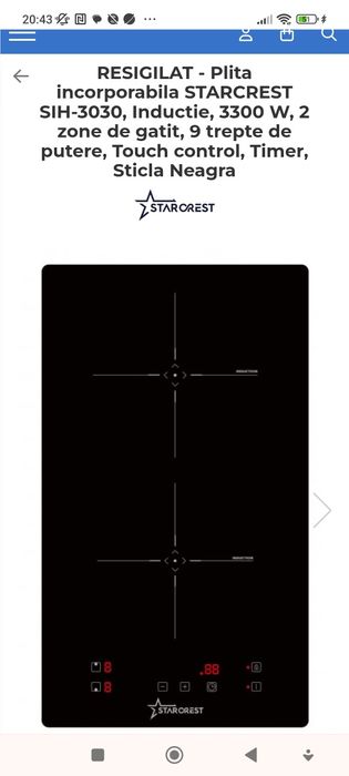 Plita incorporabila starcrest sih 3030 noua
