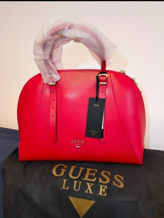 Geanta GUESS Luxe, piele saffiano