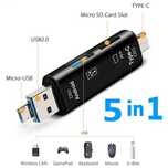 Универсален Четец на карти 5 в 1, USB, Type C, Micro USB, SD TF, OTG