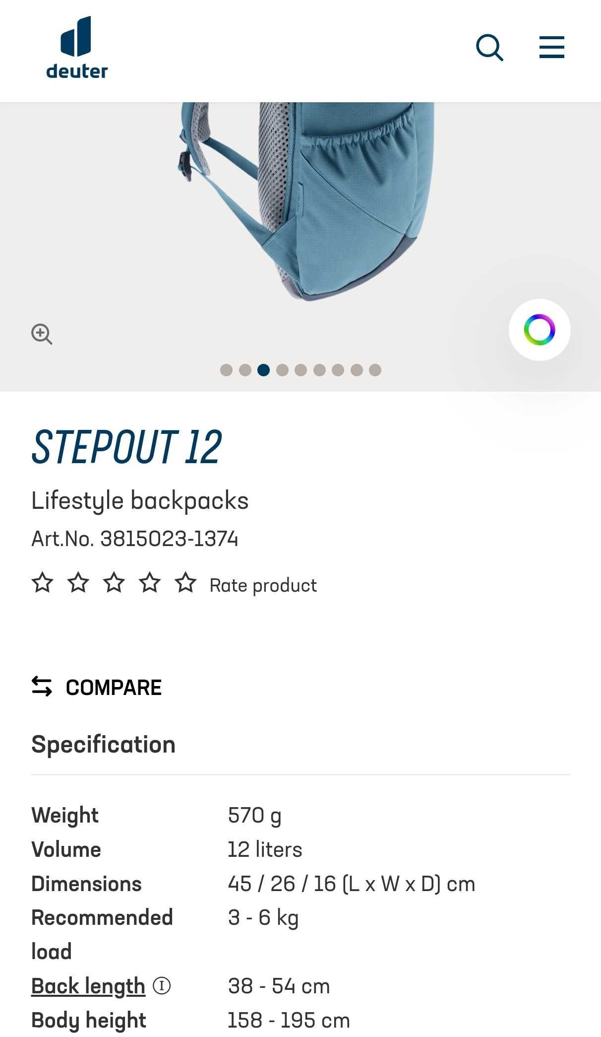 Deuter stepout 12 раница